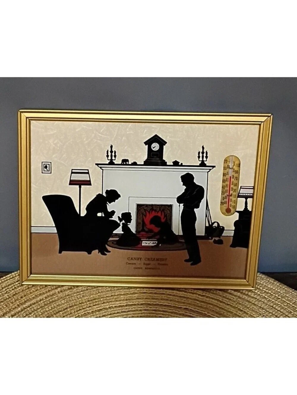 VTG 1947 Reverse Painted Thermometer Ad Calendar Family Cat Minnesota~see video~